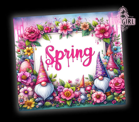 Spring Gnome Flower 20oz Tumbler Wrap Sublimation Design, Straight Tapered Tumbler Wrap, Inspiration Quotes Tumbler Png, Instant Digital Download Sublimation SvggirlplusArt 