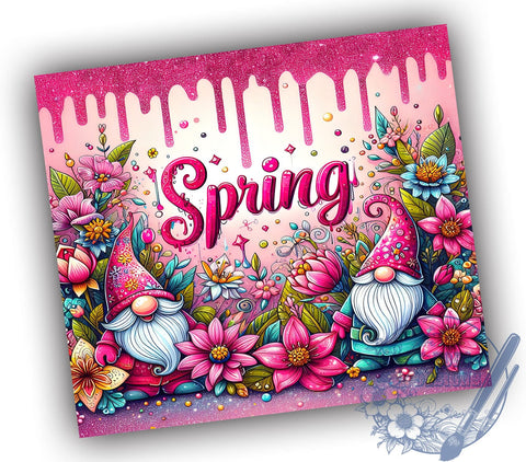 Spring Gnome Flower Glitter 20oz Skinny Tumbler, Inspiration Quotes Tumbler Png, Straight & Tapered Tumbler Wrap, Instant Digital Download Sublimation ToriDesigns 