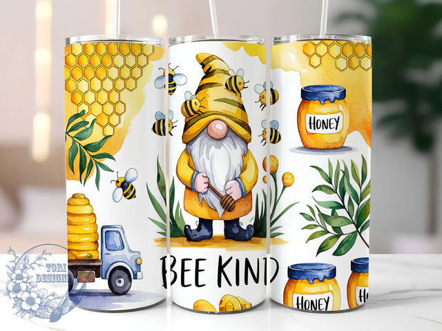 Spring Gnome Honey Bee Kindness Tumbler, Honey Bee Tumbler, Kindness Tumbler Wrap, 20oz Sublimation Tumbler, Bee Lover Tumbler, Floral Gnome Tumbler, Springtime Bee Tumbler Design Sublimation ToriDesigns 