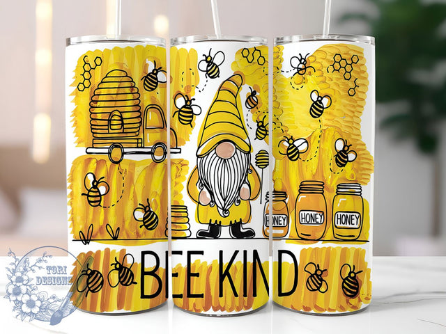 Spring Gnome Honey Bee Kindness Tumbler, Honey Bee Tumbler, Kindness Tumbler Wrap, 20oz Sublimation Tumbler, Bee Lover Tumbler, Floral Gnome Tumbler, Springtime Bee Tumbler Design Sublimation ToriDesigns 