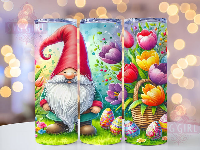 Spring Gnome Tumbler, Tulip Design, 20oz Skinny Tumbler, Sublimation PNG, Easter Gnome Gift, Garden Decor, Springtime Craft Sublimation SvggirlplusArt 