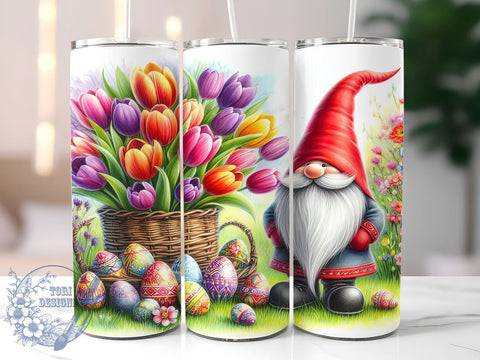 Spring Gnome Tumbler Wrap, Tulip Design Tumbler, 20oz Skinny Sublimation, Easter Gnome PNG, Garden Gnome Drinkware, Springtime Tumbler Design, Floral Gnome Wrap Sublimation ToriDesigns 