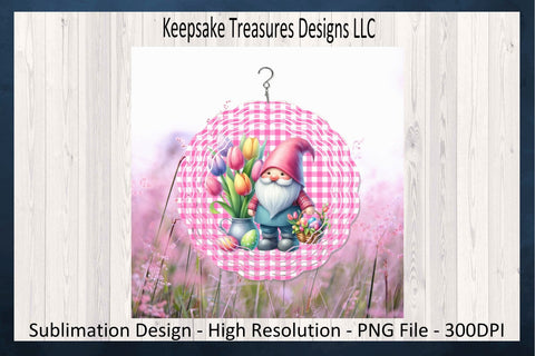 Spring Gnome Wind Spinner Sublimation Design Template, Gnome Wind Spinner, Spring Wind Spinner PNG, Spring Patio Décor, Digital Download Sublimation Keepsake Treasures Designs LLC. 