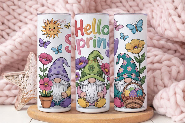 Spring Gnomes 20oz Tumbler Wrap Sublimation DesignSVG 