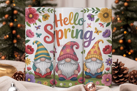 Spring Gnomes 20oz Tumbler Wrap Sublimation DesignSVG 