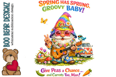 Spring has Sprung!! Spring Garden Gnome Clipart Sublimation Boo Bear Designz 