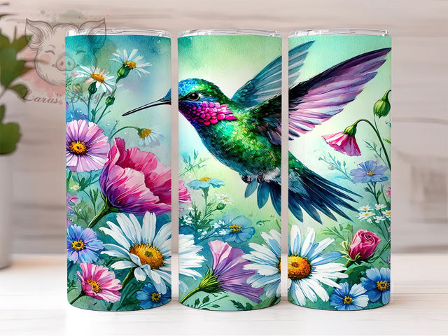 Spring Hummingbird 20oz Nature Tumbler, Flower Tumbler Wrap, 20oz Sublimation Tumbler, Nature Drinkware, Colorful Hummingbird Design, Floral Drinkware, Custom Spring Tumbler Sublimation Lara' s Designs 