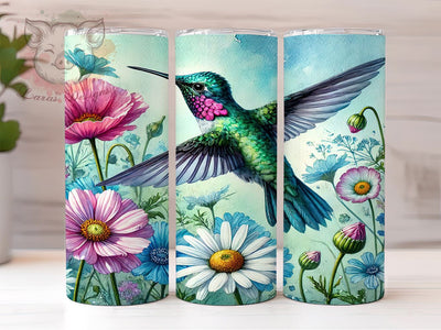 Spring Hummingbird 20oz Nature Tumbler, Flower Tumbler Wrap, 20oz Sublimation Tumbler, Nature Drinkware, Colorful Hummingbird Design, Floral Drinkware, Custom Spring Tumbler Sublimation Lara' s Designs 