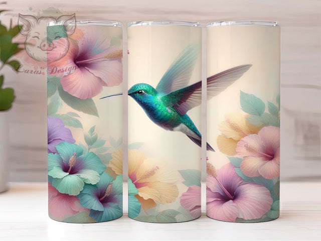 Spring Hummingbird Floral Tumbler Wrap, Spring Flower Tumbler, Nature Lover Gift, Hummingbird Pattern Cup, Botanical Art Wrap, Floral Garden Design, Bird Lover Drinkware Sublimation Lara' s Designs 