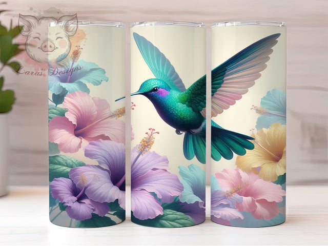 Spring Hummingbird Floral Tumbler Wrap, Spring Flower Tumbler, Nature Lover Gift, Hummingbird Pattern Cup, Botanical Art Wrap, Floral Garden Design, Bird Lover Drinkware Sublimation Lara' s Designs 