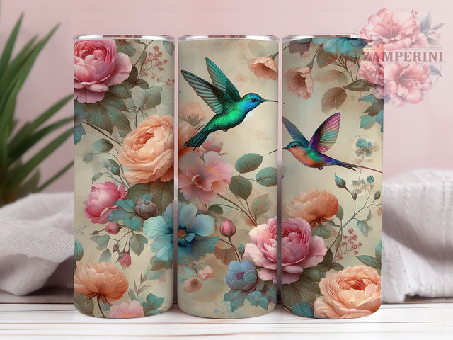 Spring Hummingbird Garden Tumbler Wrap, Spring Hummingbird Design, Flower Bird Art, Nature Lover Cup, Botanical Bird Gift, Garden Scene Wrap, Bird Watcher Sublimation Sublimation Li Zamperini 
