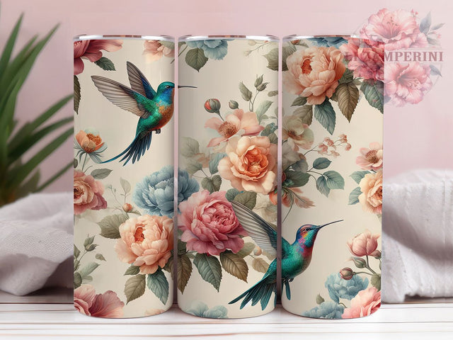 Spring Hummingbird Garden Tumbler Wrap, Spring Hummingbird Design, Flower Bird Art, Nature Lover Cup, Botanical Bird Gift, Garden Scene Wrap, Bird Watcher Sublimation Sublimation Li Zamperini 