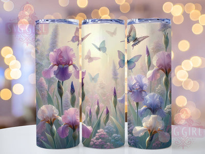 Spring Iris Butterfly 20oz Tumbler, Spring Butterfly Wrap, Flower Cup Design, Sublimation Tumbler Wrap, 20Oz Tumbler Design, Garden Theme Cup, Colorful Floral Tumbler Sublimation SvggirlplusArt 