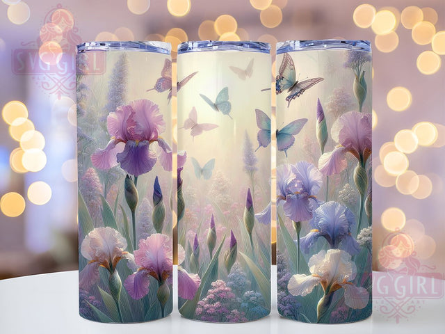 Spring Iris Butterfly 20oz Tumbler, Spring Butterfly Wrap, Flower Cup Design, Sublimation Tumbler Wrap, 20Oz Tumbler Design, Garden Theme Cup, Colorful Floral Tumbler Sublimation SvggirlplusArt 