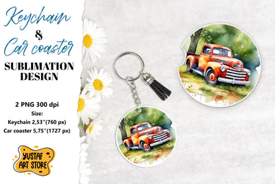 Spring Keychain. Spring Car coaster sublimation design Sublimation Yustaf Art Store 