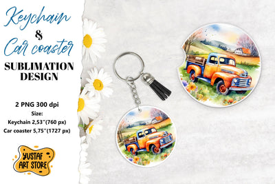 Spring Keychain. Spring Car coaster sublimation design Sublimation Yustaf Art Store 