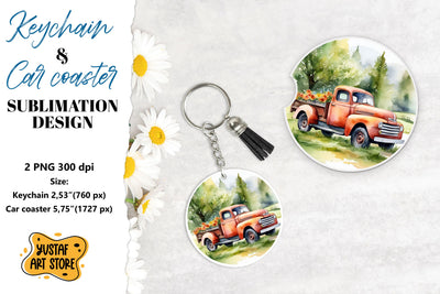 Spring Keychain. Spring Car coaster sublimation design Sublimation Yustaf Art Store 