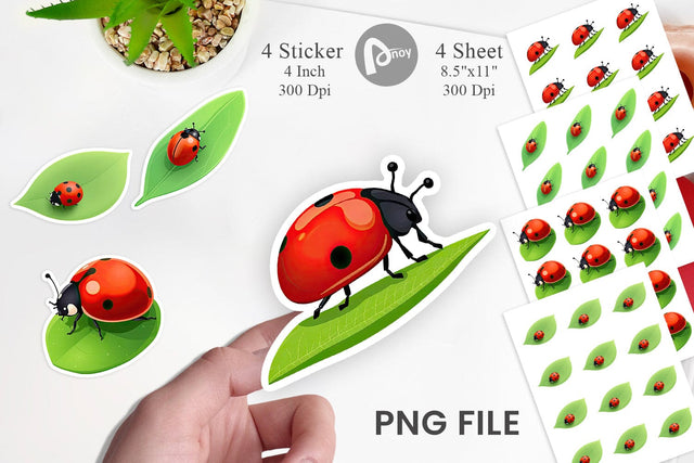 Spring Ladybug Sticker Sublimation artnoy 