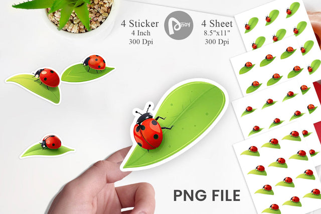 Spring Ladybug Sticker Sublimation artnoy 