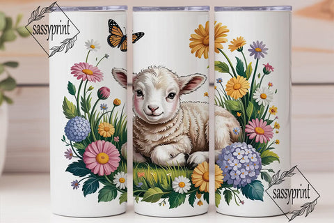 Spring Lamb 20oz Tumbler Wrap Sublimation sassyprint 
