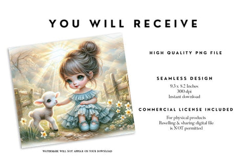 Spring Lamb Tumbler Wrap PNG Sublimation BijouBay 