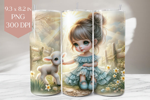 Spring Lamb Tumbler Wrap PNG Sublimation BijouBay 