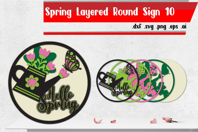 Spring Layered Round Sign 10 SVG zafrans studio 