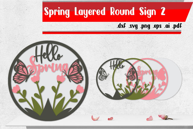Spring Layered Round Sign 2 SVG zafrans studio 