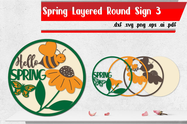 Spring Layered Round Sign 3 SVG zafrans studio 
