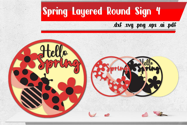 Spring Layered Round Sign 4 SVG zafrans studio 