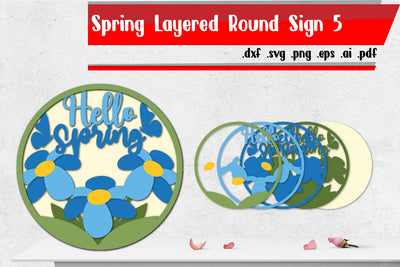 Spring Layered Round Sign 5 SVG zafrans studio 