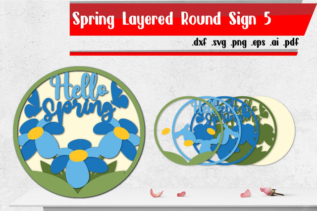 Spring Layered Round Sign 5 SVG zafrans studio 