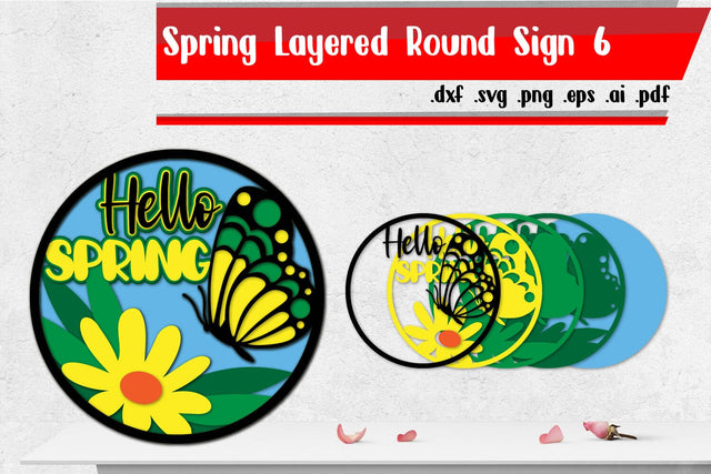 Spring Layered Round Sign 6 SVG zafrans studio 