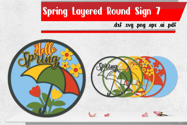 Spring Layered Round Sign 7 SVG zafrans studio 