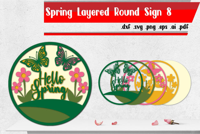 Spring Layered Round Sign 8 SVG zafrans studio 