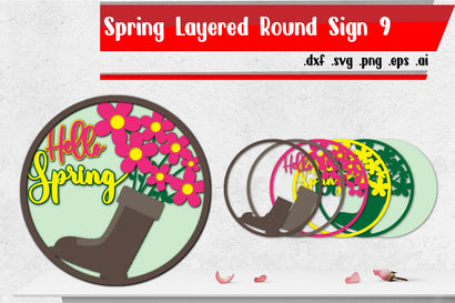 Spring Layered Round Sign 9 SVG zafrans studio 