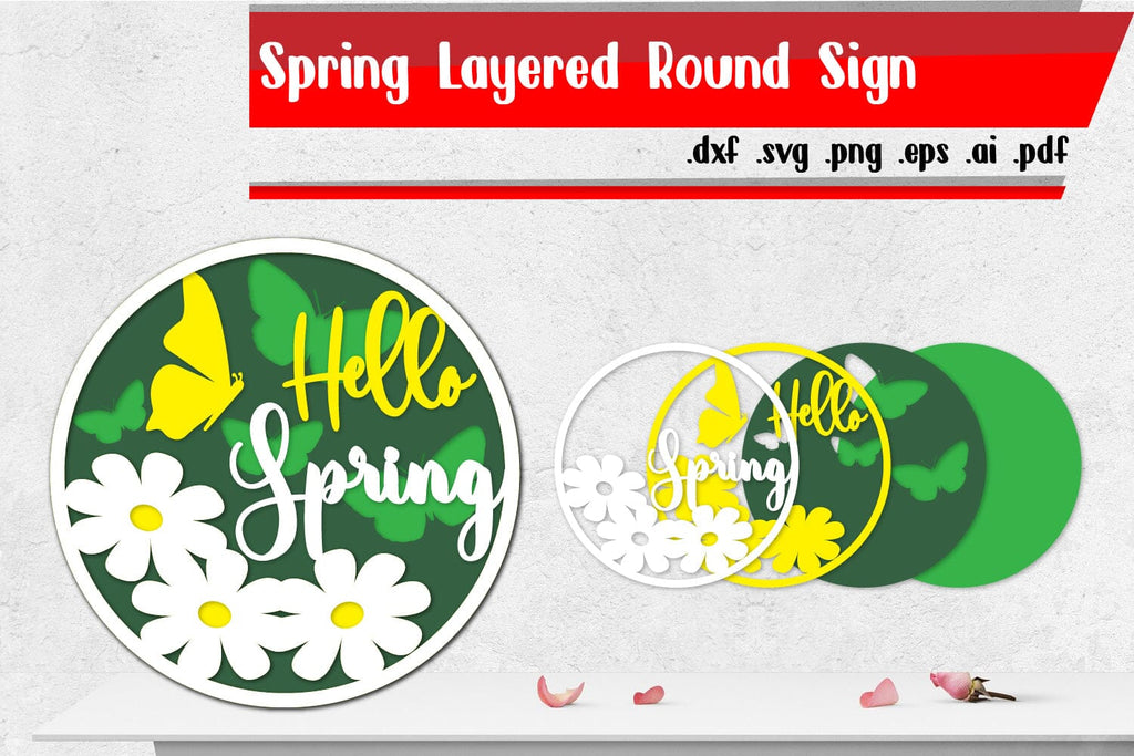 Spring Lake Sign Spring Layered Round Sign - So Fontsy