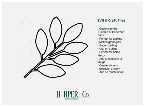 Spring Leaves Outline 2 SVG PNG Cut EPS File SVG HarperNCo 