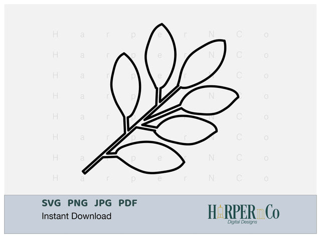 Spring Leaves Outline 2 SVG PNG Cut EPS File SVG HarperNCo 
