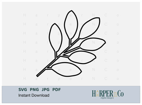 Spring Leaves Outline 2 SVG PNG Cut EPS File SVG HarperNCo 
