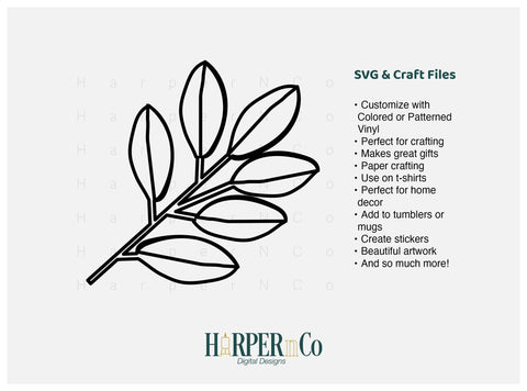 Spring Leaves Outline SVG PNG Cut EPS File SVG HarperNCo 