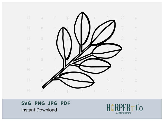 Spring Leaves Outline SVG PNG Cut EPS File SVG HarperNCo 