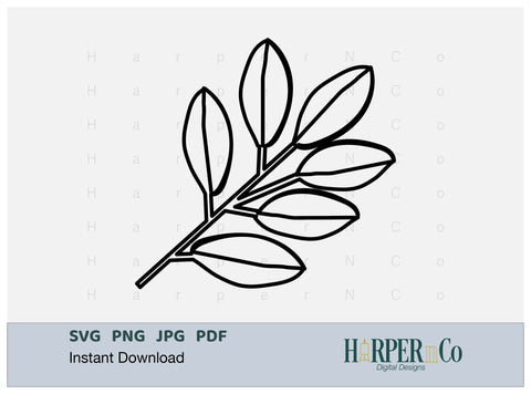 Spring Leaves Outline SVG PNG Cut EPS File SVG HarperNCo 