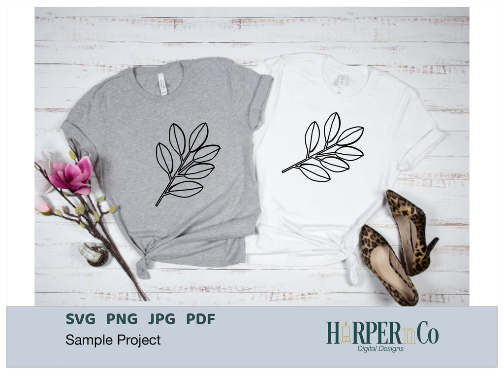 Spring Leaves Outline SVG PNG Cut EPS File - So Fontsy
