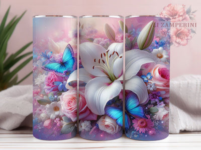 Spring Lily Floral Tumbler, Spring Floral Tumbler, 20oz Tumbler Wrap, Sublimation Design, Flower Lover Gift, Seamless Pattern Wrap, Botanical Spring Tumbler Sublimation Li Zamperini 
