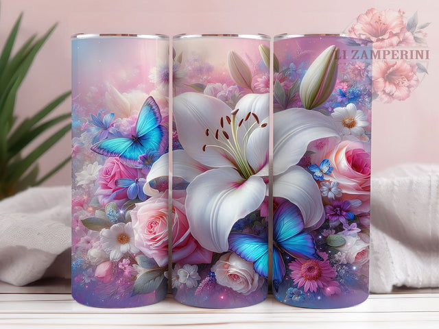 Spring Lily Floral Tumbler, Spring Floral Tumbler, 20oz Tumbler Wrap, Sublimation Design, Flower Lover Gift, Seamless Pattern Wrap, Botanical Spring Tumbler Sublimation Li Zamperini 