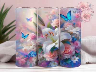 Spring Lily Floral Tumbler, Spring Floral Tumbler, 20oz Tumbler Wrap, Sublimation Design, Flower Lover Gift, Seamless Pattern Wrap, Botanical Spring Tumbler Sublimation Li Zamperini 