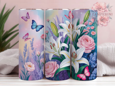 Spring Lily Floral Tumbler, Spring Floral Tumbler, 20oz Tumbler Wrap, Sublimation Design, Flower Lover Gift, Seamless Pattern Wrap, Botanical Spring Tumbler Sublimation Li Zamperini 