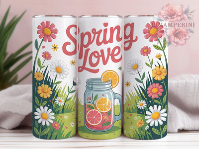 Spring Love Floral 20oz Tumbler, Spring Love Quote, 20oz Tumbler Sublimation, Floral PNG Cup Wrap, Seasonal Sublimation Design, Positive Spring Message, Digital Floral Sublimation Sublimation Li Zamperini 