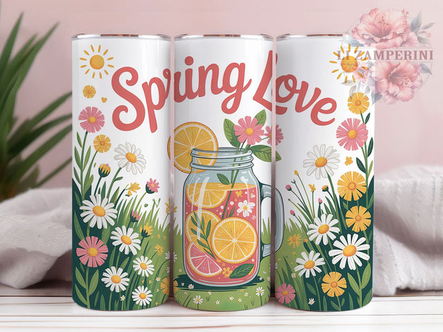 Spring Love Floral 20oz Tumbler, Spring Love Quote, 20oz Tumbler Sublimation, Floral PNG Cup Wrap, Seasonal Sublimation Design, Positive Spring Message, Digital Floral Sublimation Sublimation Li Zamperini 